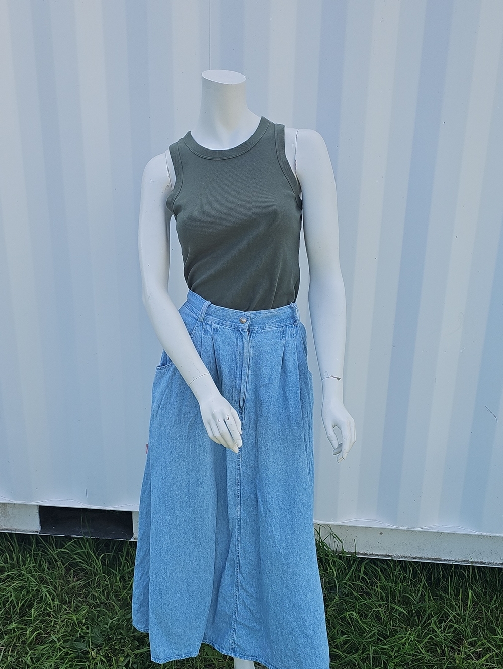 Tickets Clothing Long Denim Midi Skirt 100% Cotton Size Small